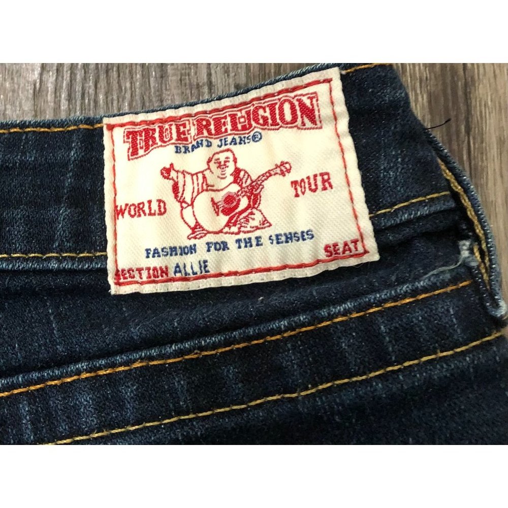 True Religion Womens Size 28 Waist Dark Wash Denim Blue Jeans - Picture 3 of 6